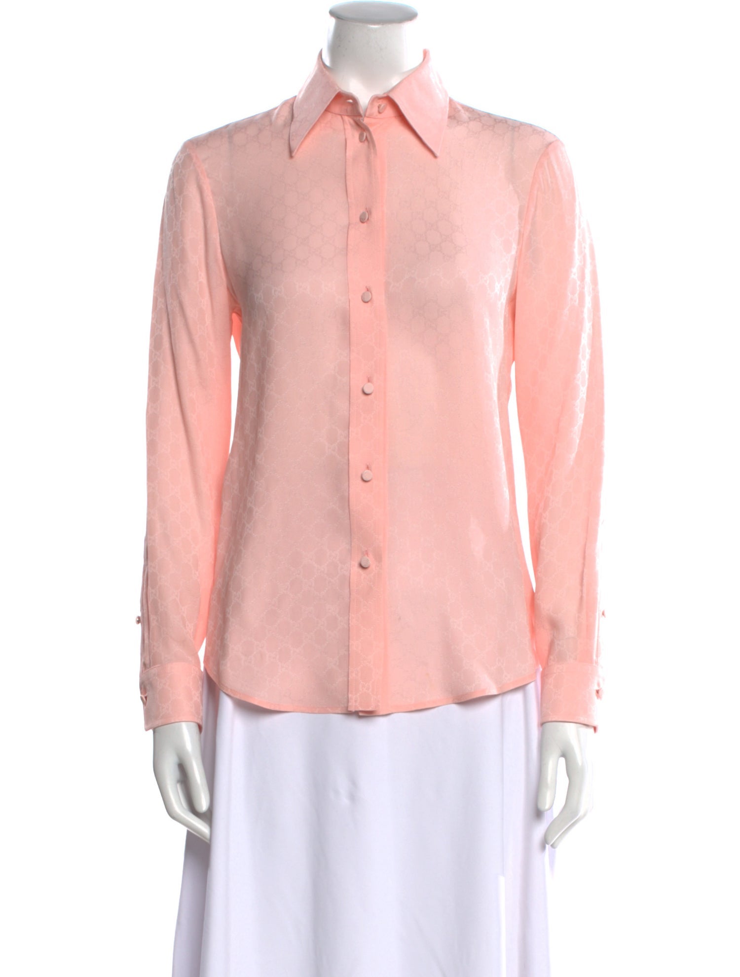 Gucci Silk Long Sleeve Button-Up Top