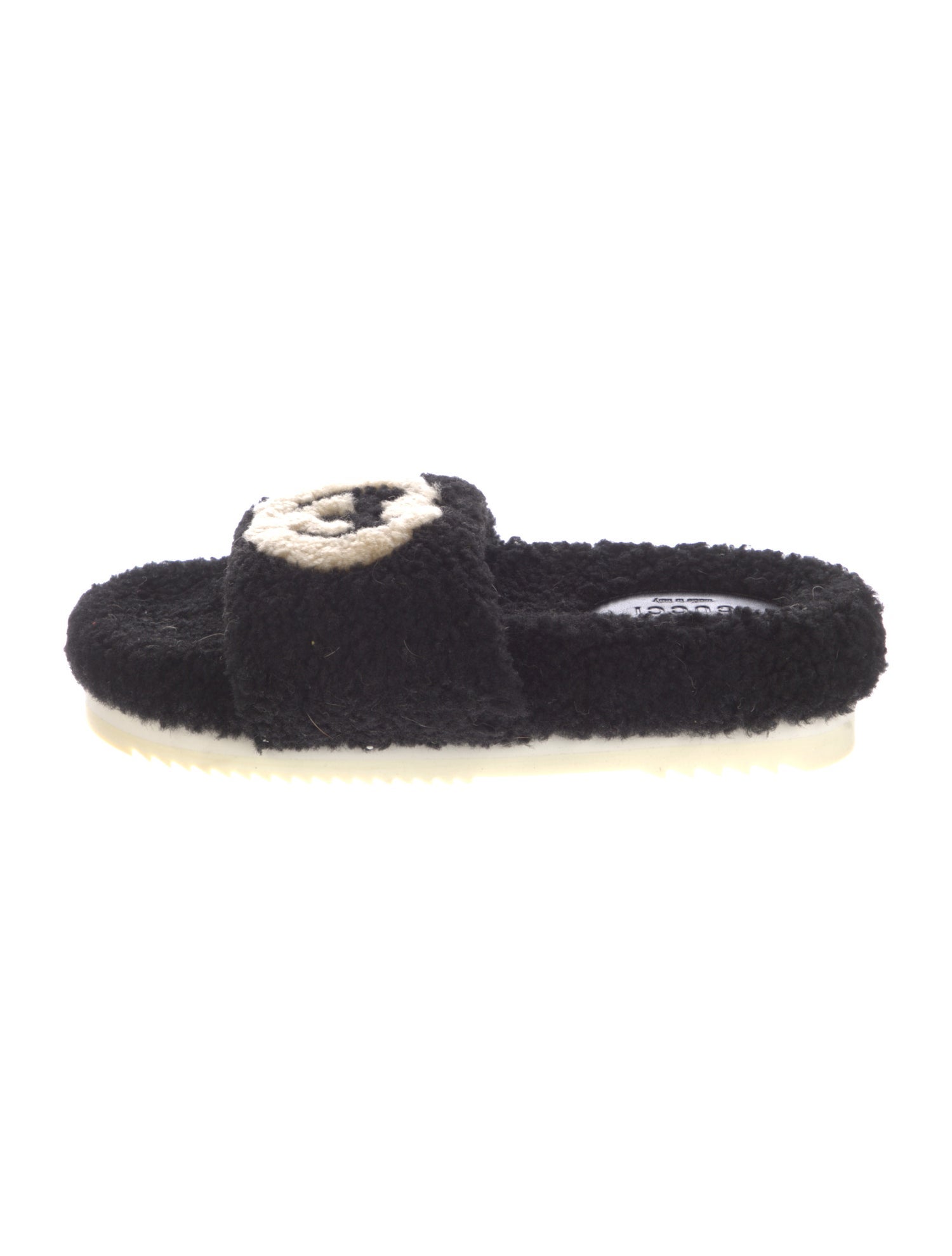 Gucci Interlocking G Logo Shearling Slides