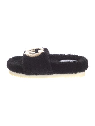 Gucci Interlocking G Logo Shearling Slides