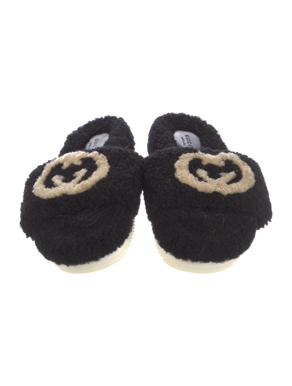 Gucci Shearling Slides Black Interlocking G Logo - image 3