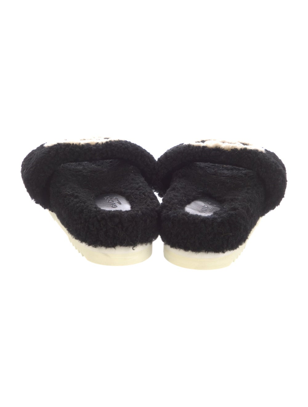 Gucci Shearling Slides Black Interlocking G Logo - image 4