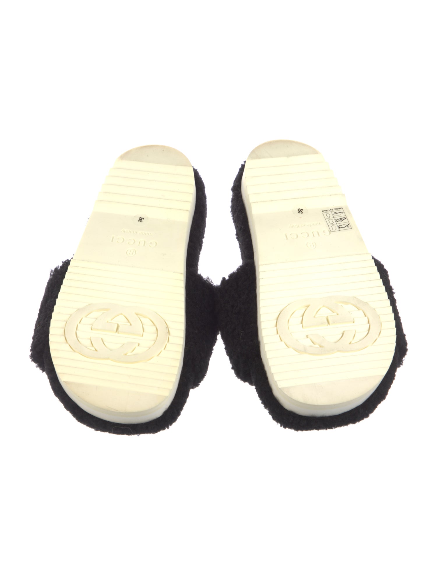 Gucci Interlocking G Logo Shearling Slides