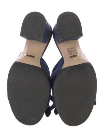 Gucci Suede Fringe Trim Accent Slides