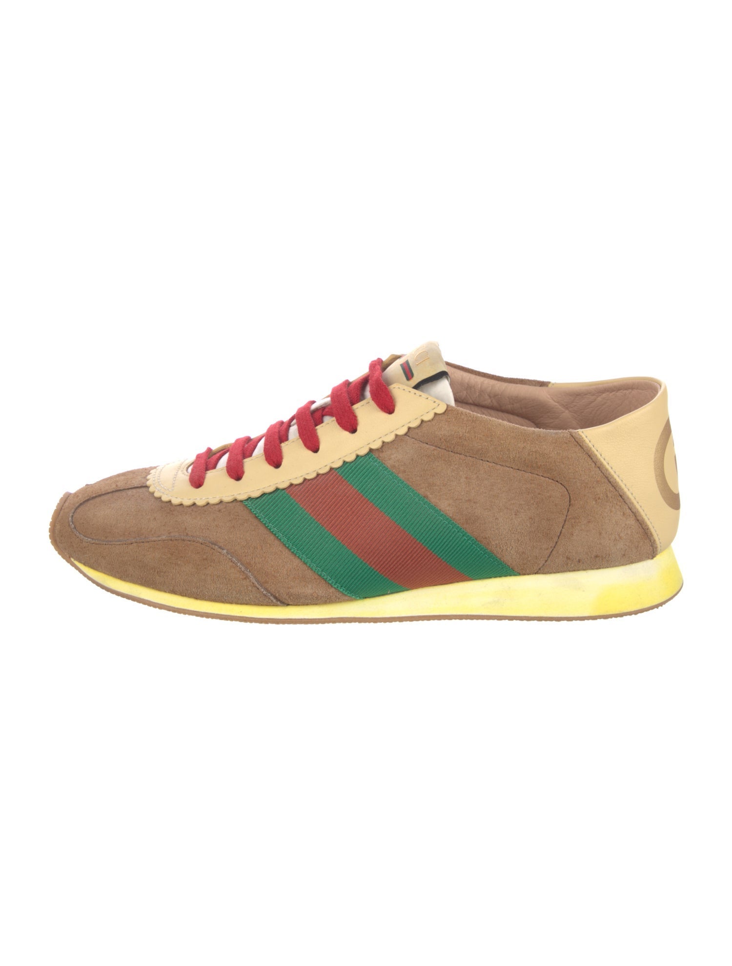 Gucci Suede Colorblock Pattern Sneakers