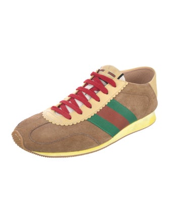 Gucci Suede Colorblock Pattern Sneakers