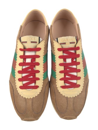 Gucci Suede Colorblock Pattern Sneakers