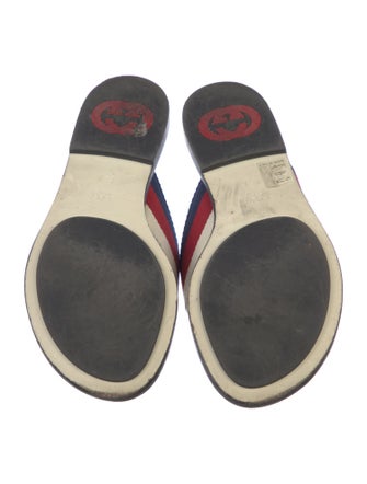 Gucci Web Accent Leather Trim Embellishment Flip Flops