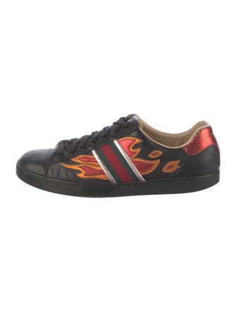 Gucci Web Accent Leather Sneakers