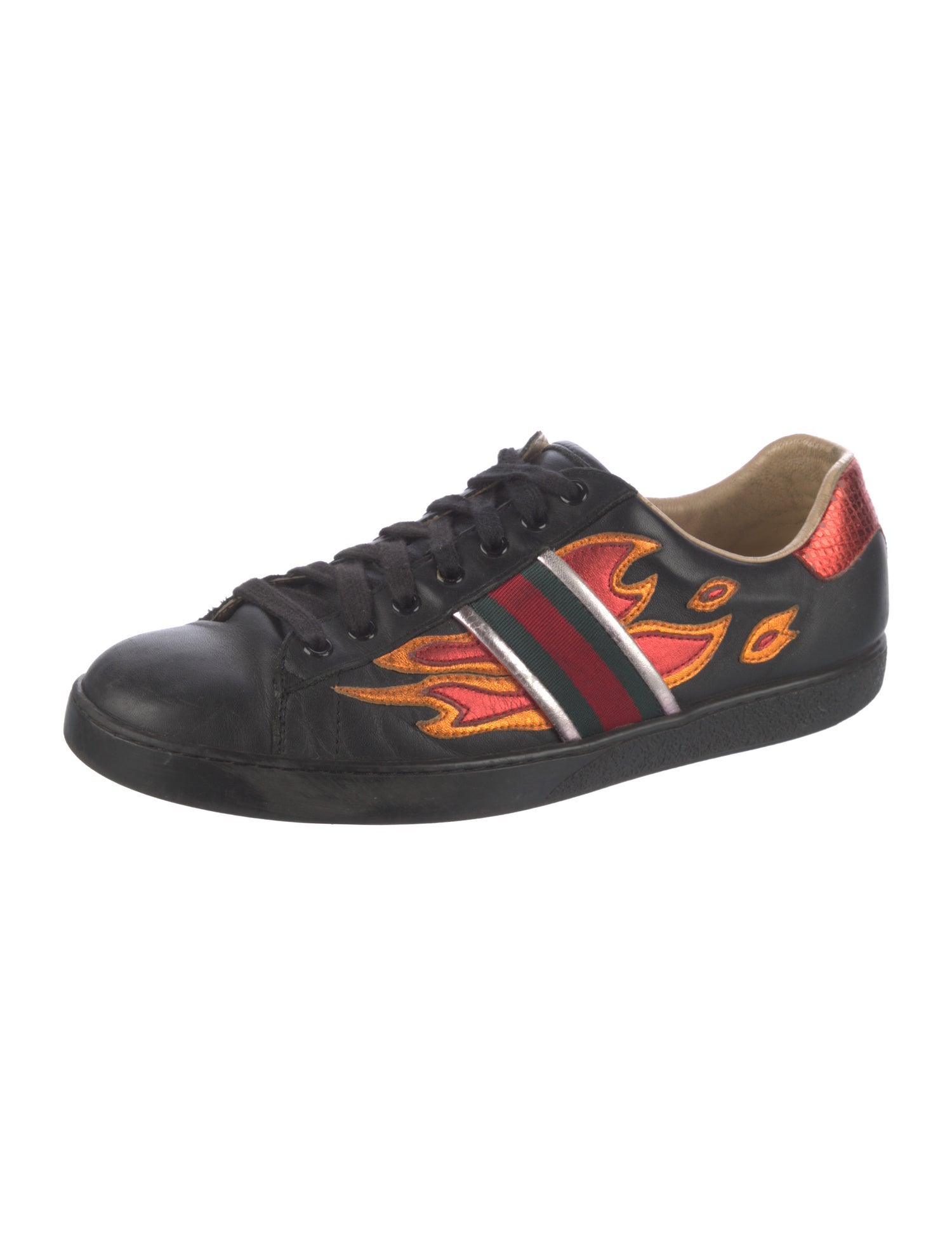Gucci Web Accent Leather Sneakers