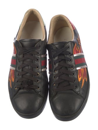 Gucci Web Accent Leather Sneakers