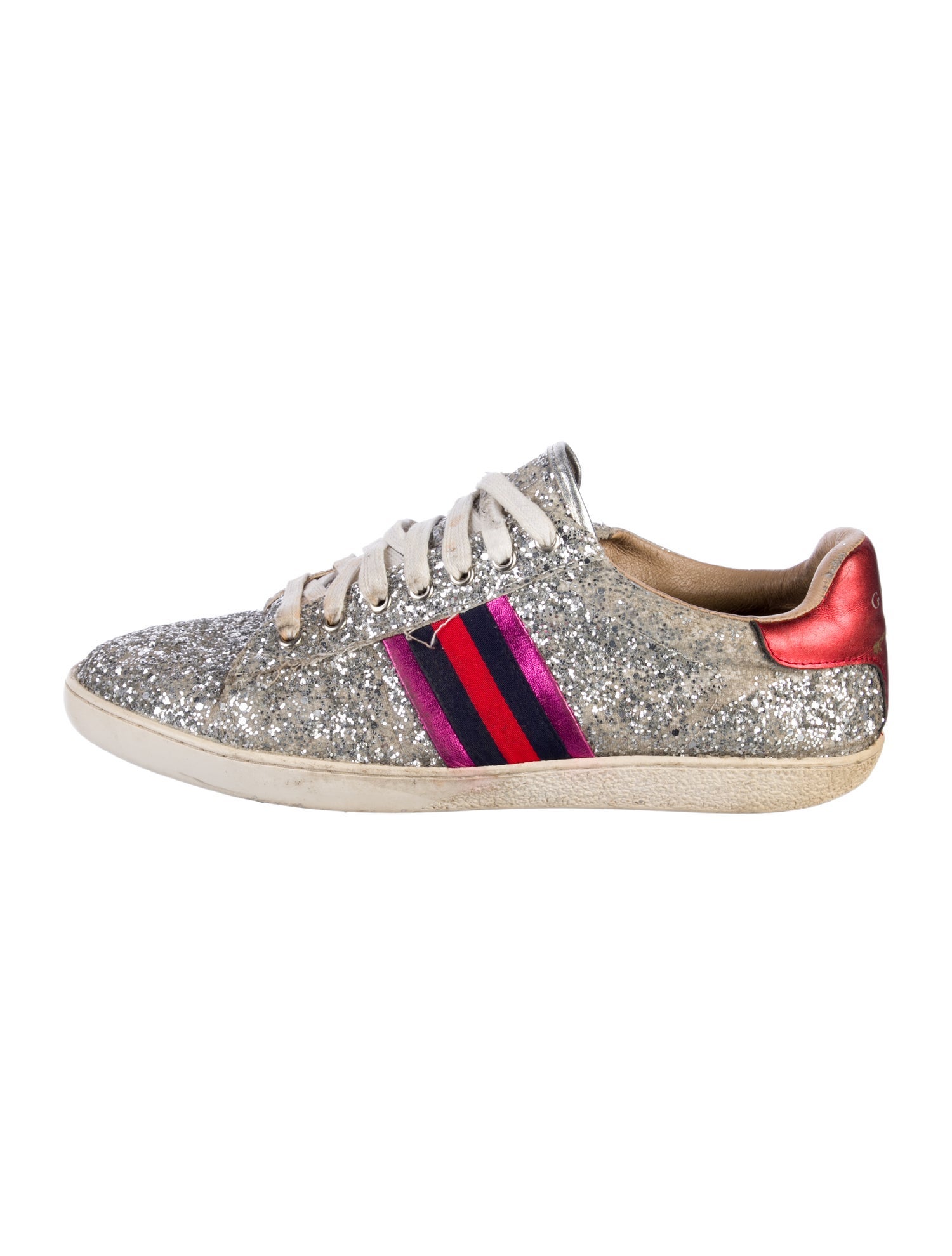 Gucci Sylvie Web Accent Glitter Sneakers