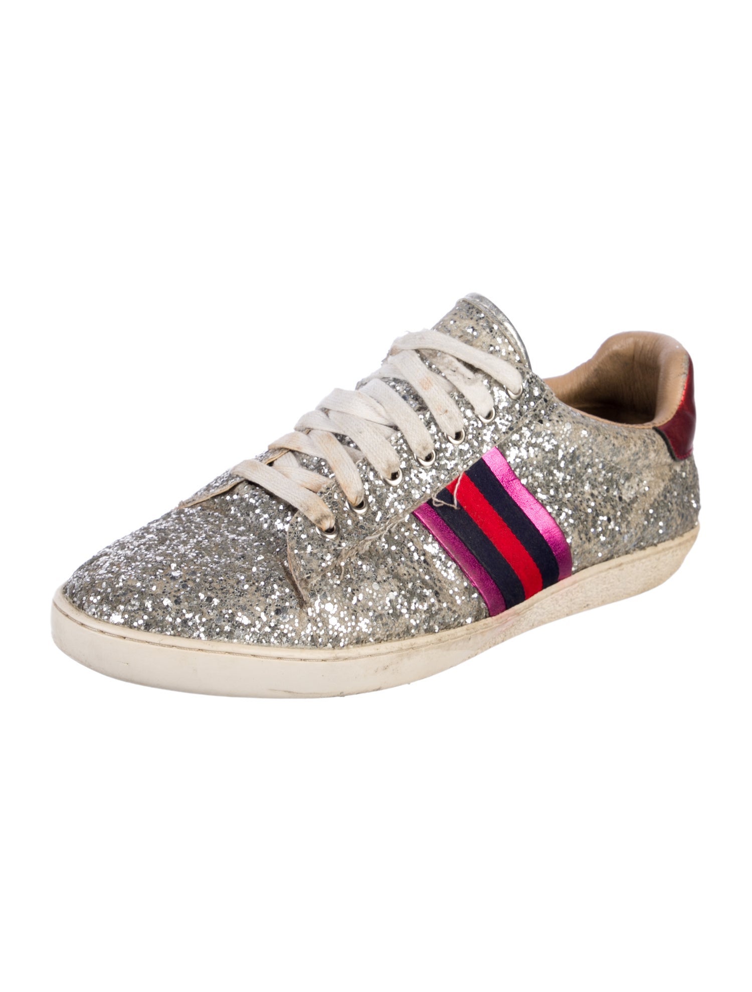 Gucci Sylvie Web Accent Glitter Sneakers