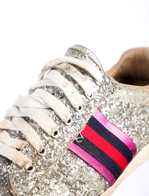 Gucci Sylvie Web Accent Glitter Sneakers