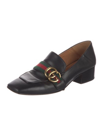 Gucci Web Accent Leather Pumps