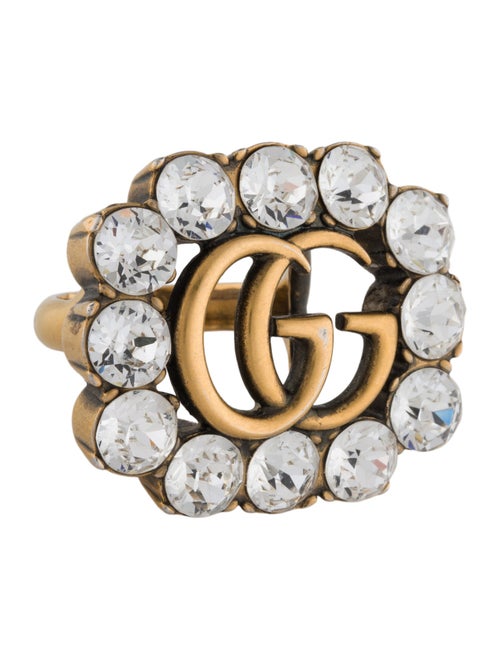 Gucci Crystal Marmont Double G Cocktail Ring