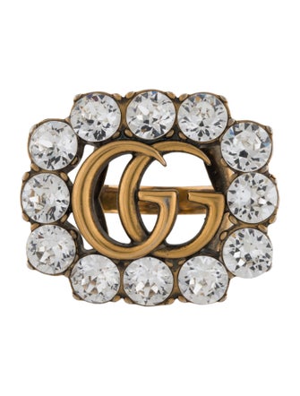 Gucci Crystal Marmont Double G Cocktail Ring