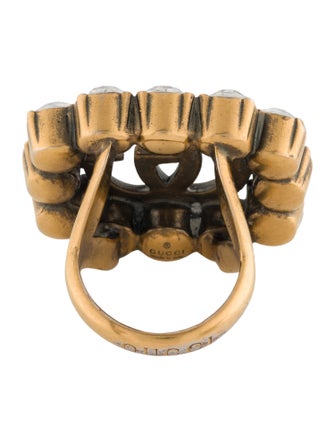 Gucci Crystal Marmont Double G Cocktail Ring
