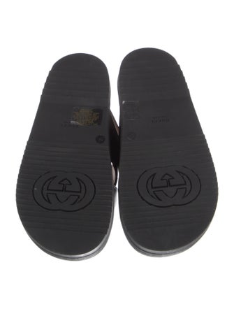 Gucci Leather Graphic Print Slingback Sandals