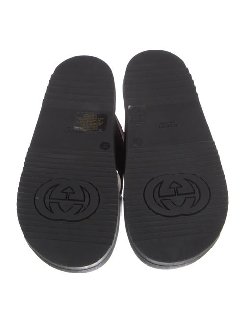 Gucci Leather Graphic Print Slingback Sandals