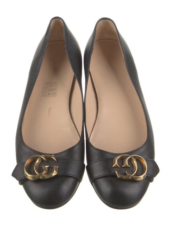 Gucci Double G Logo Leather Ballet Flats