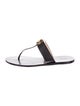 Gucci Double G Logo Leather Flip Flops