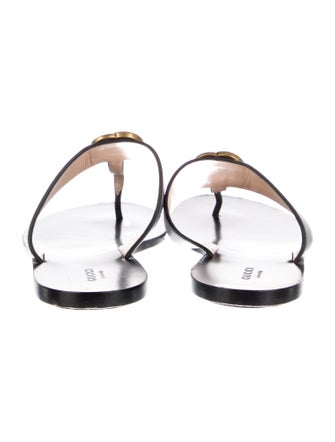 Gucci Double G Logo Leather Flip Flops