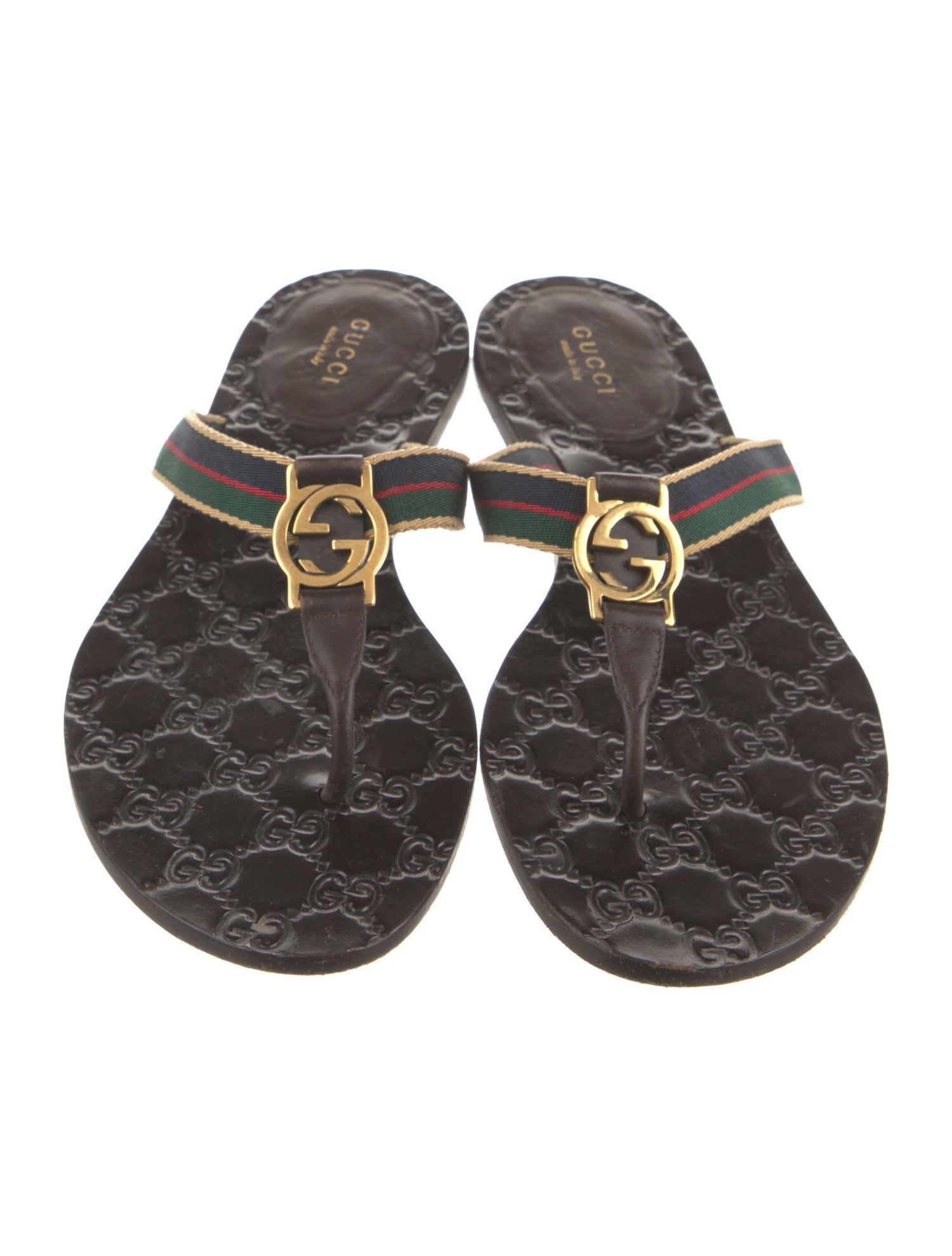 Gucci Web Accent Leather Flats