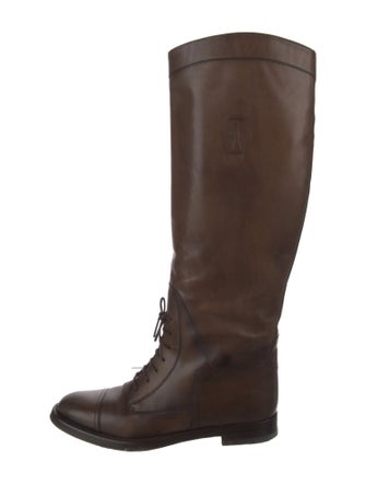 Gucci Web Accent Leather Riding Boots