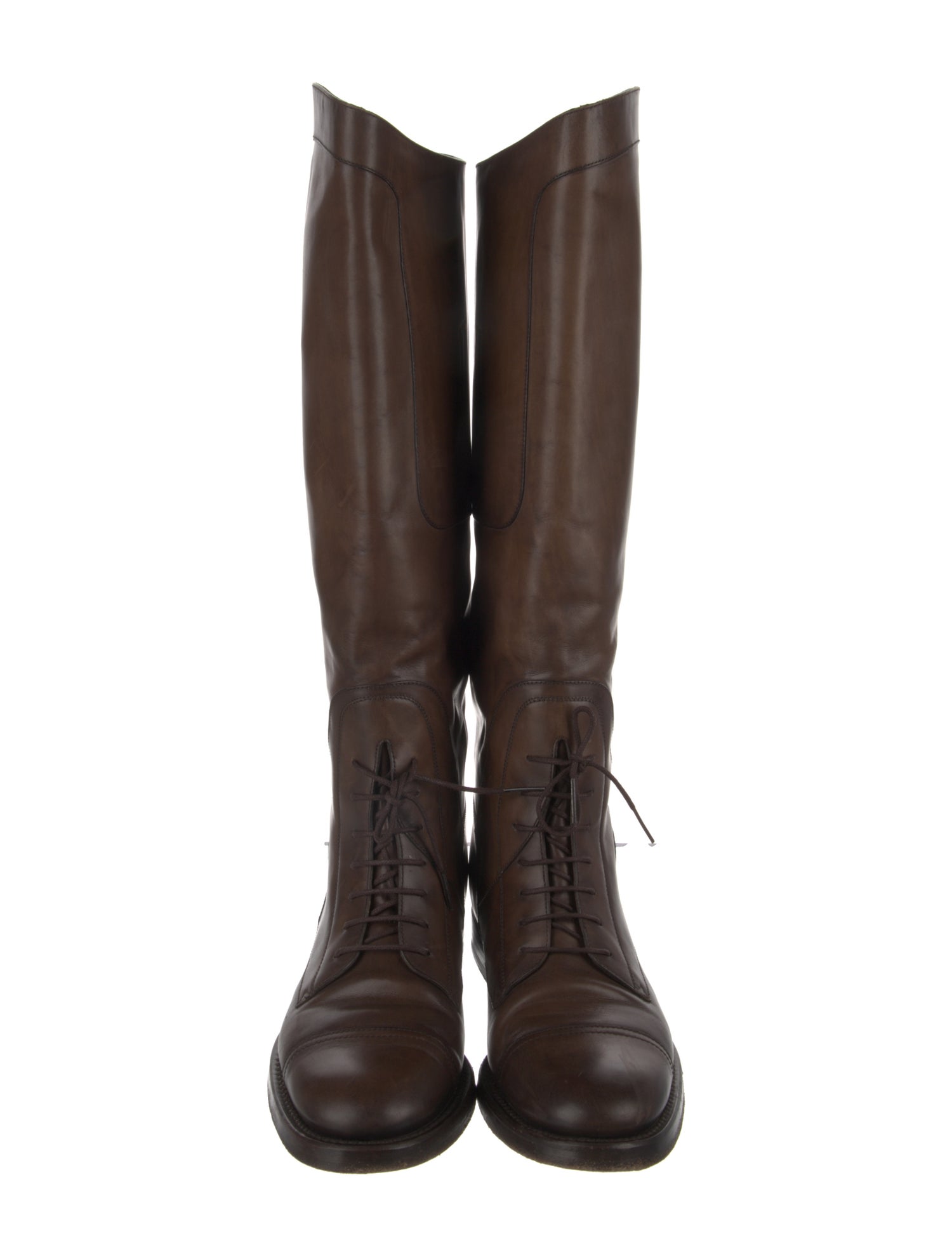 Gucci Web Accent Leather Riding Boots
