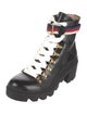 Gucci Sylvie Web Accent Leather Combat Boots