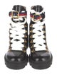 Gucci Sylvie Web Accent Leather Combat Boots