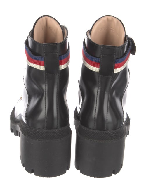 Gucci Sylvie Web Accent Leather Combat Boots