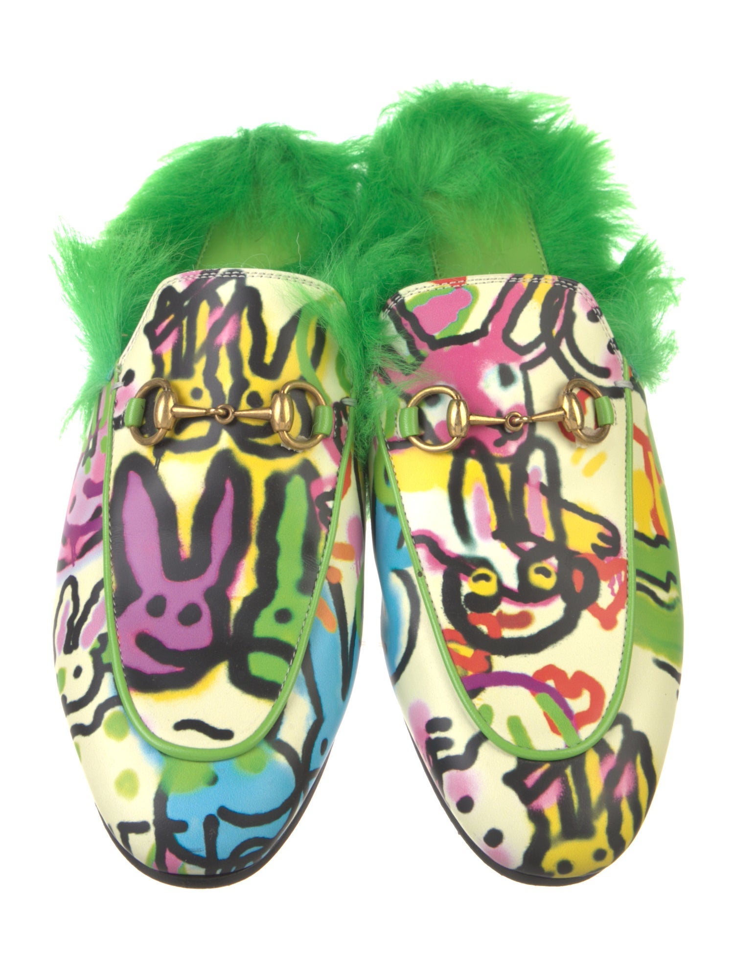 Gucci Leather Printed Mules