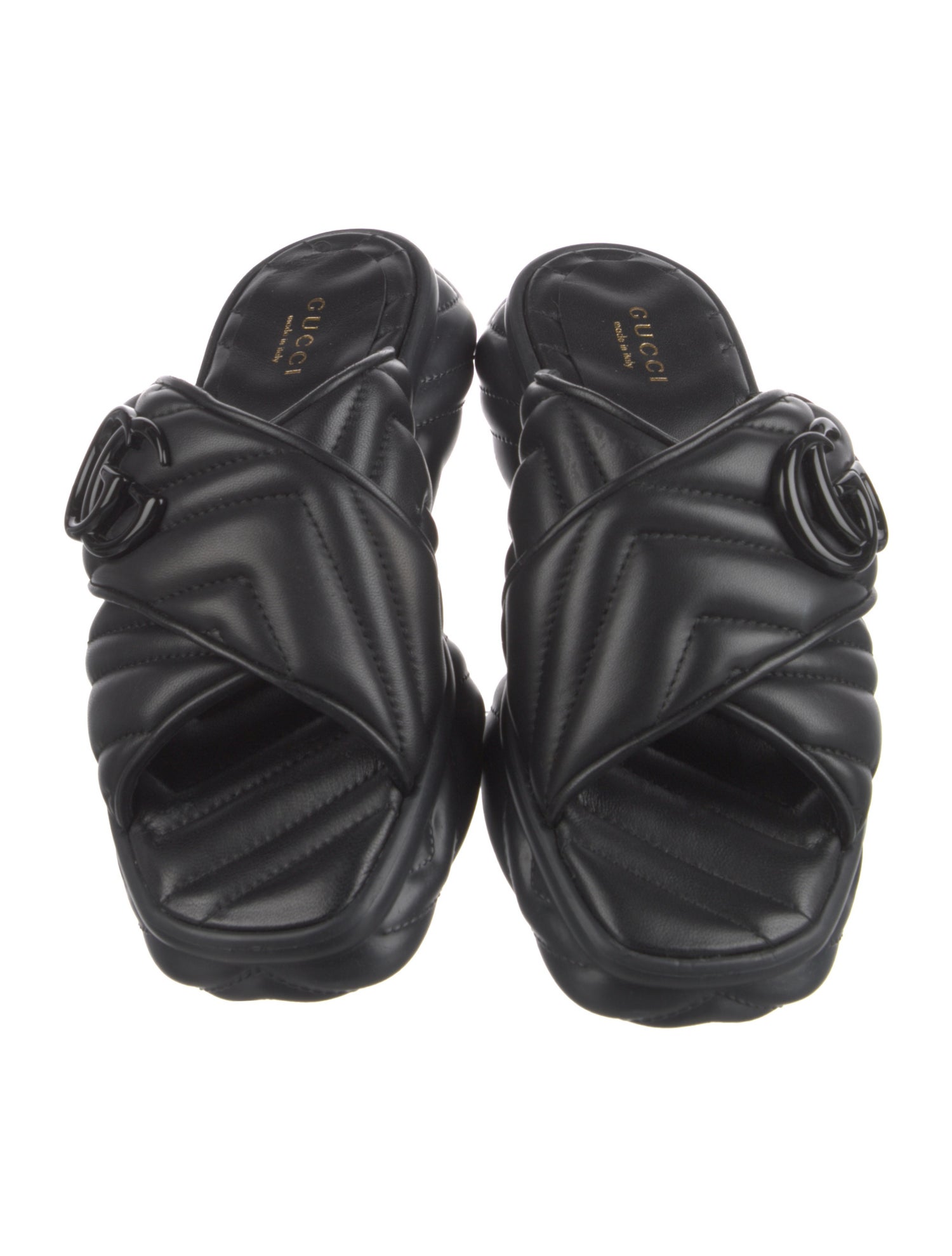 Gucci Running GG Logo Leather Slides