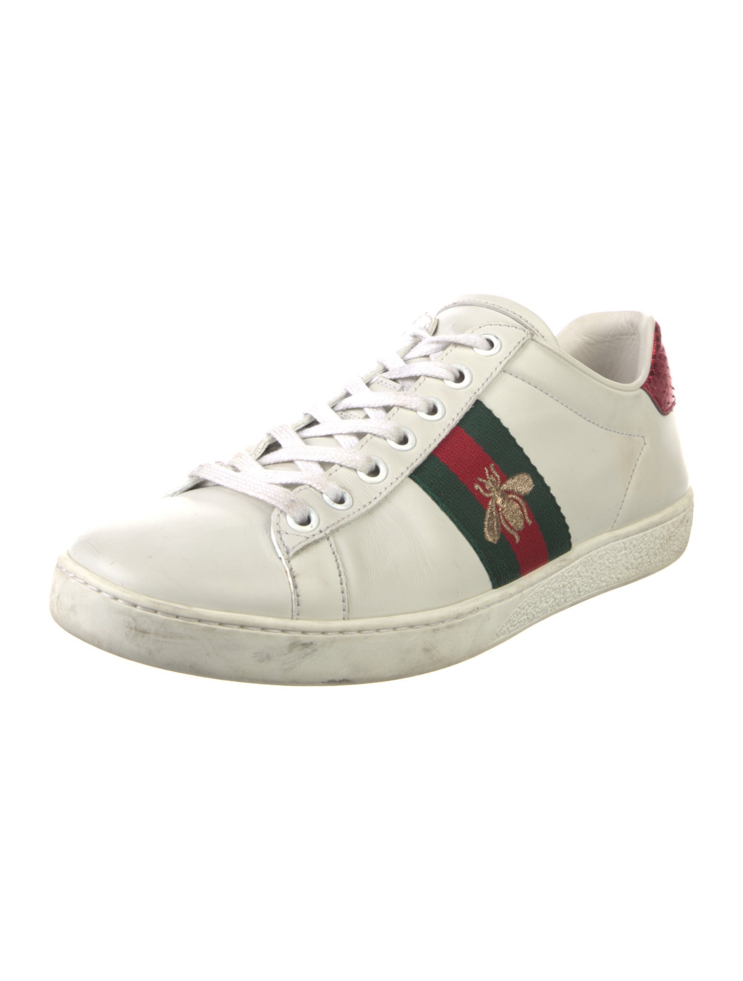 Gucci Web Accent Leather Sneakers