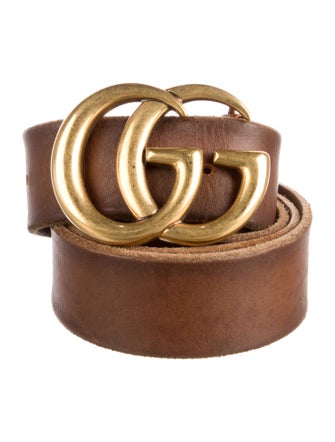 Gucci Double G Logo Leather Belt
