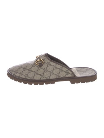 Gucci GG Supreme Leather Trim Embellishment Slippers