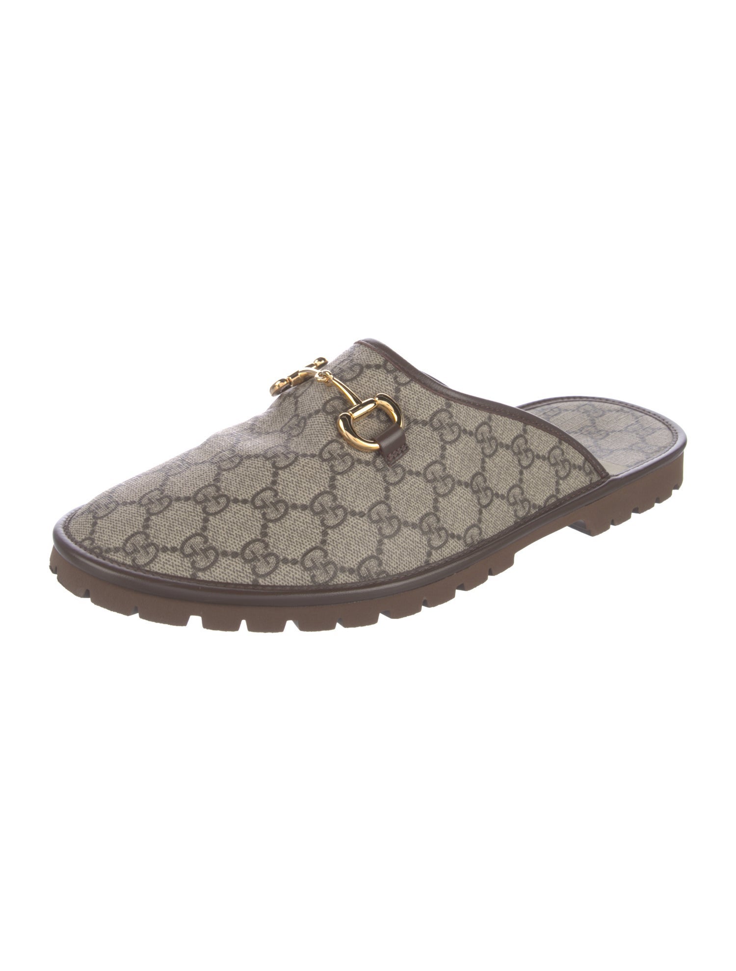 Gucci GG Supreme Leather Trim Embellishment Slippers