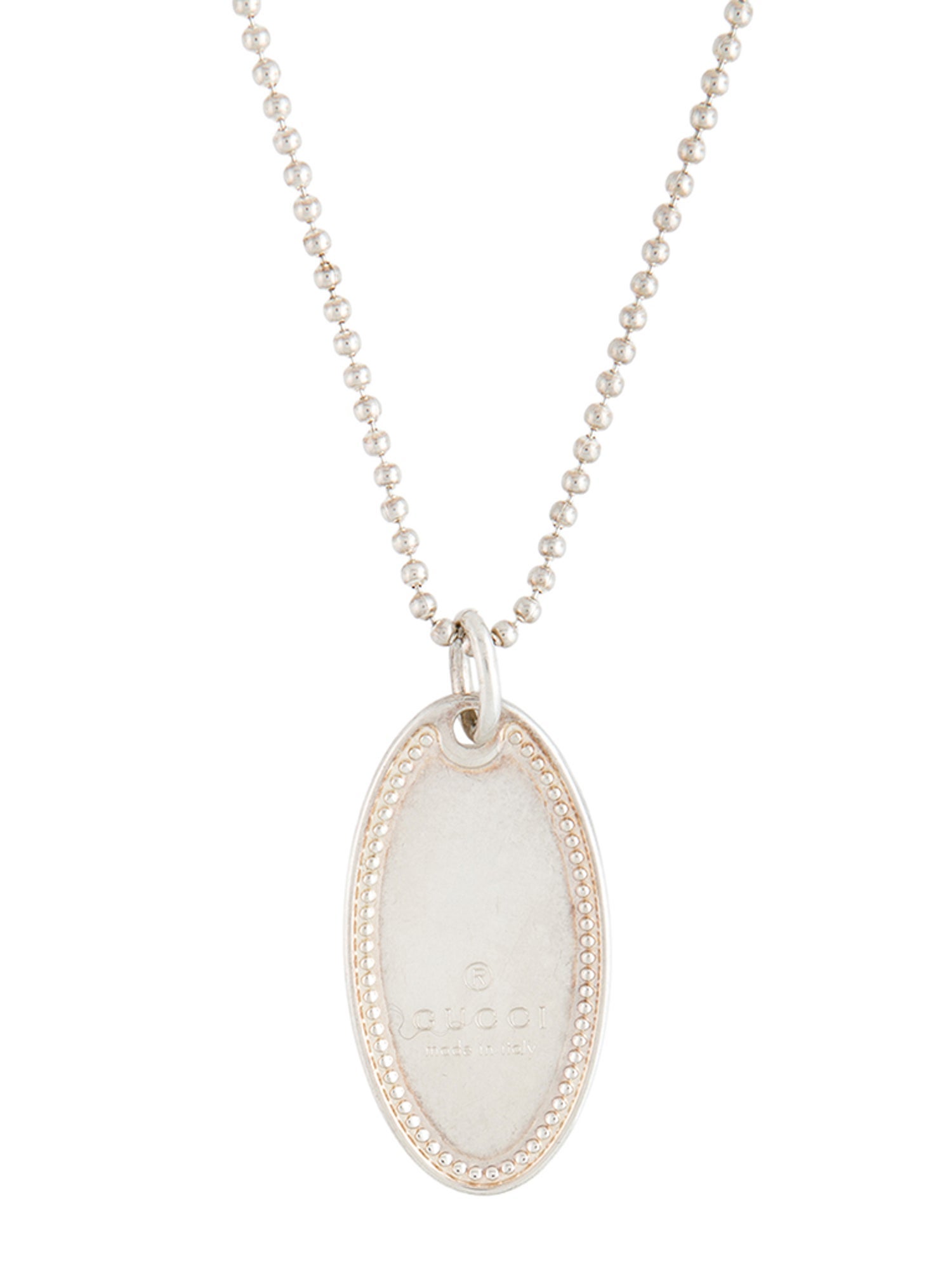 Gucci Oval Dog Tag Pendant Necklace