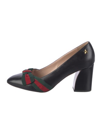 Gucci Web Accent Leather Pumps