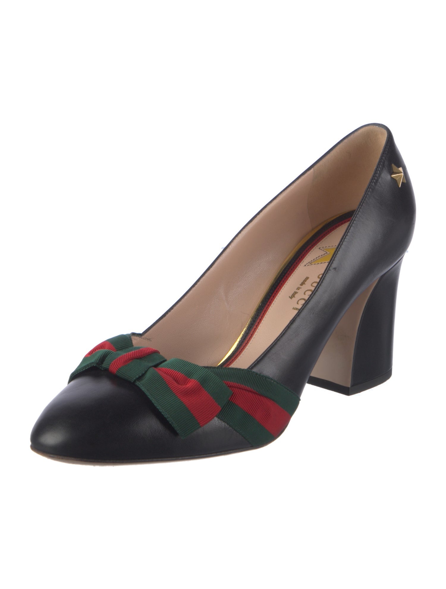 Gucci Web Accent Leather Pumps