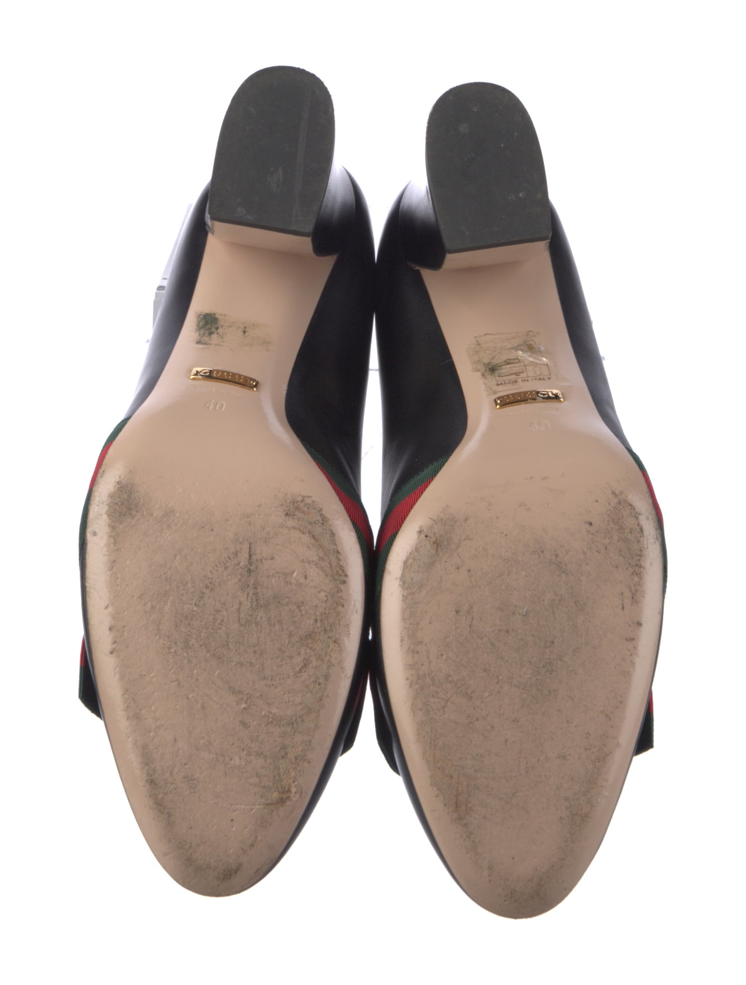 Gucci Web Accent Leather Pumps