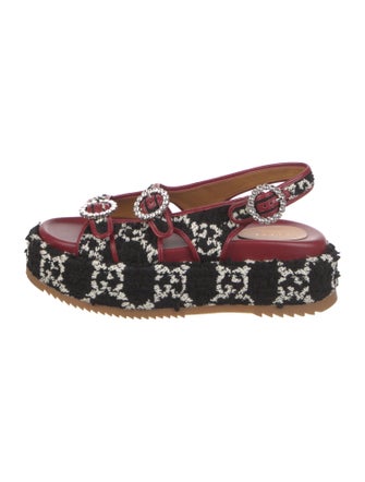 Gucci Printed Crystal Embellishments Slingback Sandals