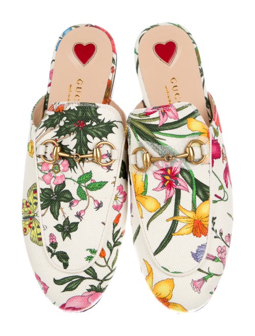Gucci Flora Print Canvas Mules