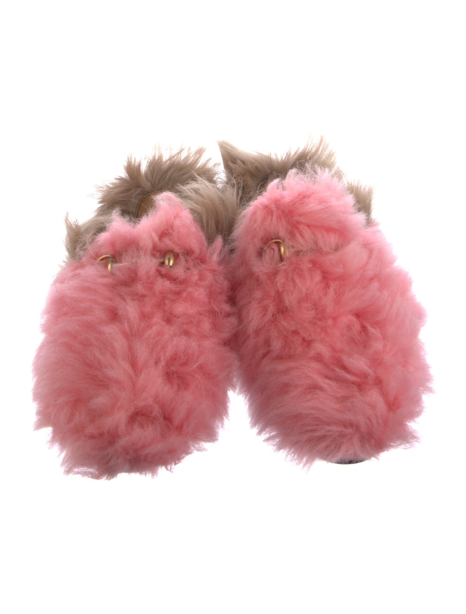 Gucci Fur Colorblock Pattern Mules