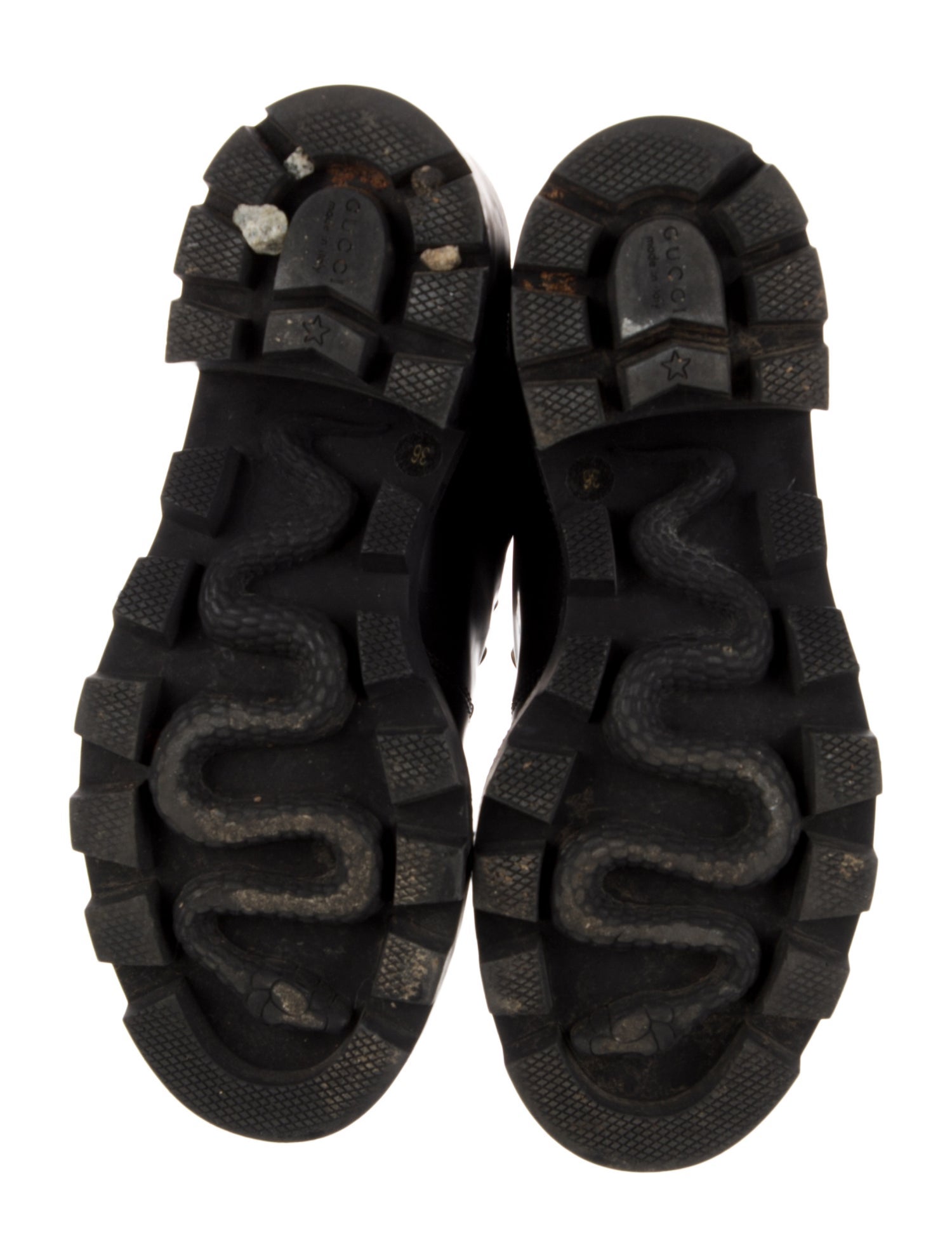 Gucci Sylvie Web Accent Leather Combat Boots