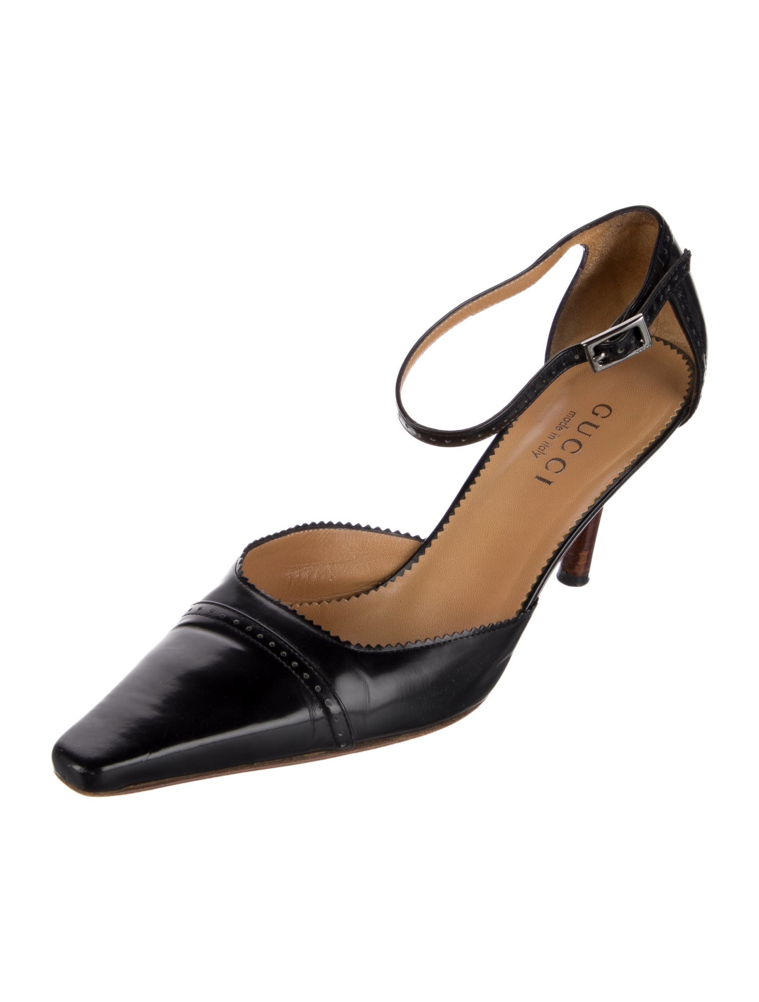 Gucci Leather Scalloped Accent D'Orsay Pumps
