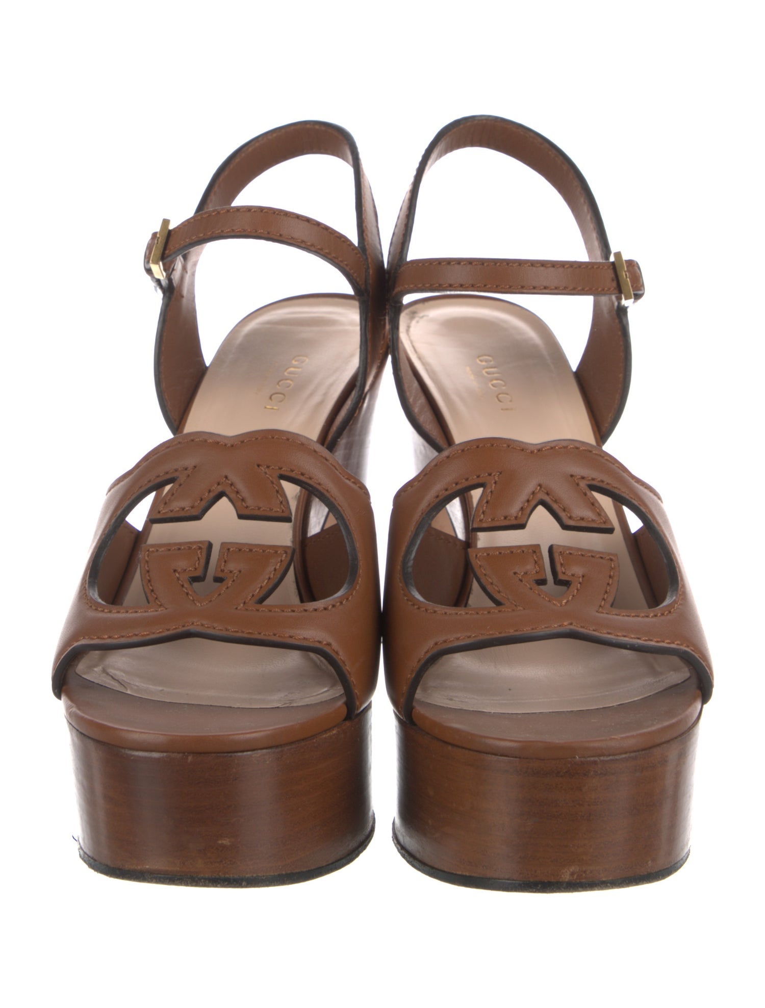 Gucci Interlocking G Logo Leather Sandals