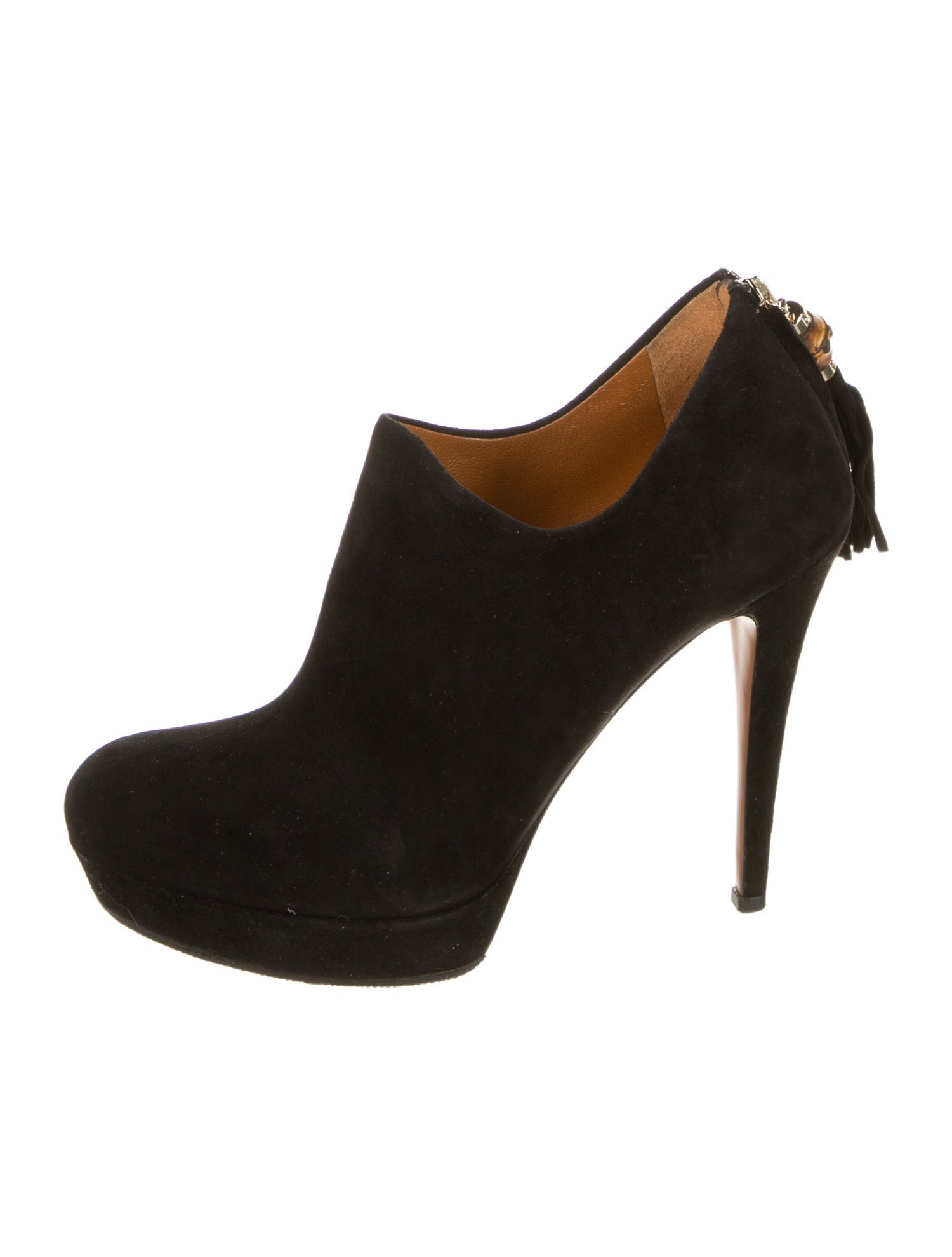 Gucci Bamboo Accent Suede Pumps