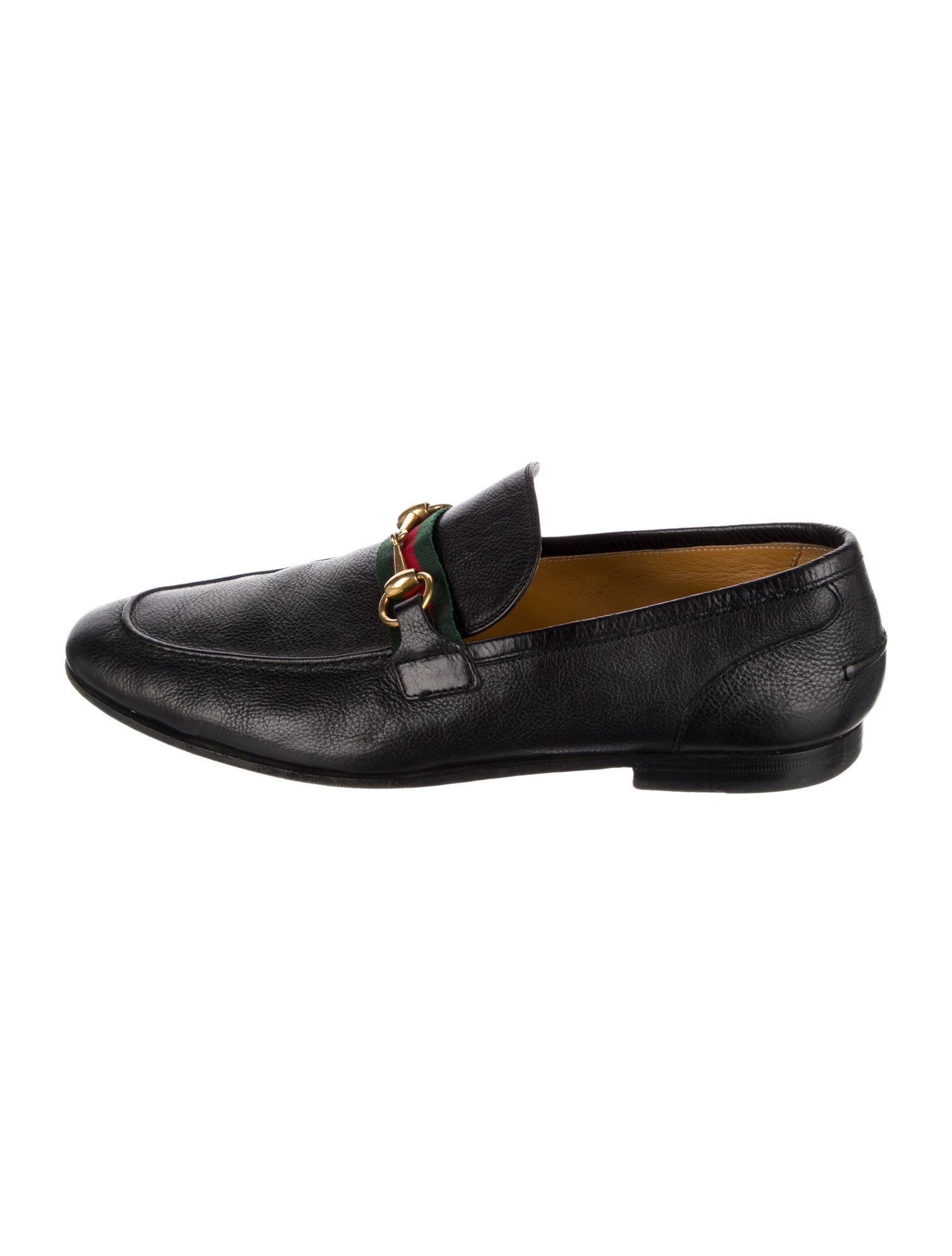Gucci Web Accent Leather Loafers